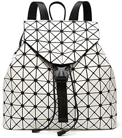 DIOMO Geometric Lingge Laser Women Backpack Travel Shoulder Bag Satchel Rucksack (Beige)