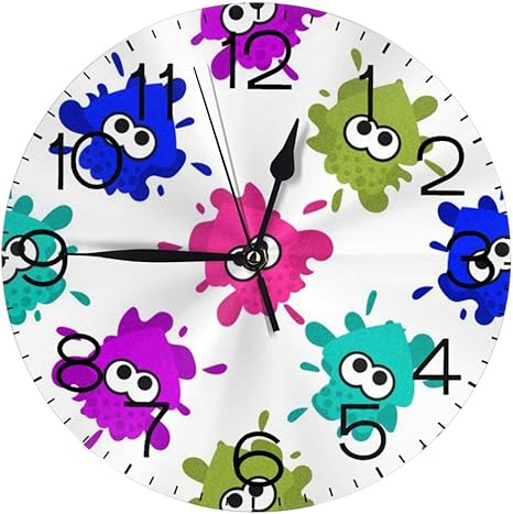Amazon Co Jp スプラトゥーンホワイトインクリングイカ 壁掛け時計 おしゃれ デジタル ミュート 円形 掛け時計 置き時計 目覚まし時計 インテリア 装飾 ホーム キッチン