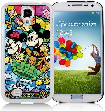 Stained Glass Disney Mickey Minnie Mouse Couple Love White Samsung Galaxy S4 I9500 Shell Phone Case,Popular Design Wireless Phone Accessory