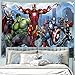 Baccessor Super Hero Tapestry Spider Man, Hulk, Captain America, Black Panther and Iron Man Marvel Fans Favorite American Hero Tapestry for Boy's Bedroom,90