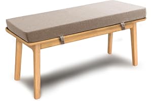 ROFIEJOX Bench Cushion 36 inch - Imitation Linen Fabric, Indoor Outdoor Long Seat Furniture, High-Density Foam, Non-Slip Velcro Design for Window Patio Garden, (36x14x3) Light Coffee