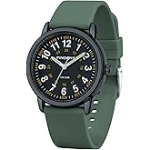 PINDOWS Women Analog Quartz Wrist Watch with Silicone Strap for Young Women Students Easy Read Waterproof Unisex Luminous Dial