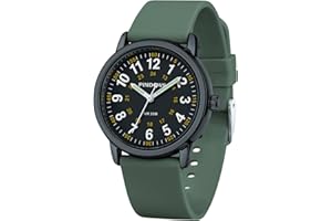 PINDOWS Women Analog Quartz Wrist Watch with Silicone Strap for Young Women Students Easy Read Waterproof Unisex Luminous Dial