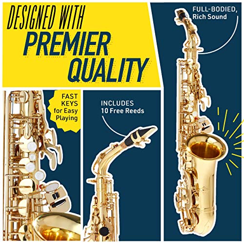 Mendini By Cecilio Eb Alto Saxophone Instrument Case, Tuner