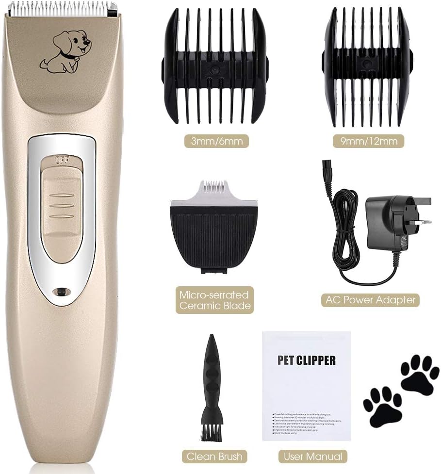 Dog Grooming Clipper Kit - YOUTHINK Professional Dog Clippers Electric Quiet Hair Clippers Set Wireless Cat Trimmer Low Noise Rechargeable Shaver for Pets,Dog,Cat and More Animals Haircut