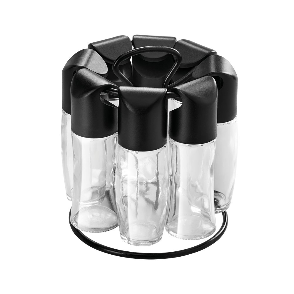 Metaltex 252876080 Spice Rack Spice-8, Transparent/ Black