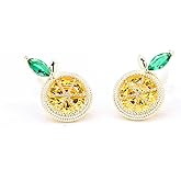 Lemon Chip Diamond Earrings, Cubic Zirconia Lemon Stud Earrings, Exquisite Sparkling Jewelry for Women, Perfect Crystal Gifts for Her, Elegant Citrus-Themed Fashion Accessories