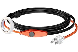 VEVOR Pipe Heating Cable, 6FT 7W/FT Heat Tape for Pipes with Built-in Thermostat, Water Pipe Heat Cable Protects PVC Hose, Me