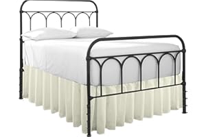 COTTINGON Ruffled Bed Skirt with Split Corners-Dust Ruffle - 18" Drop 100% Microfiber Soft,Sheen & Luxurious Look - Bed Skirts (Ivory -Queen)