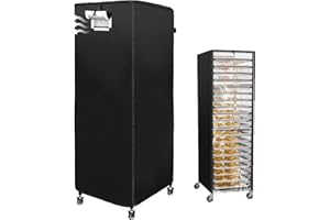 TISCOVER Speed Rack Cover Bread Rack Cover 20tier Sheet Bun Pan Rack Cover Commercial Bakery Racks Cover With Zipper, 23"X28"X64" Waterproof and Dustproof，Black