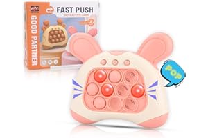 HDCARAVAN Upgraded Handheld Quick Push Game for Kids 6-12, Sensory Fidget Toys for Kids 8-12, Party Favors Puzzle Pop Bubbles Birthday Gifts for 6 7 8 9 Year Old Boys Girls Teens Adults (Bunny-Pink)