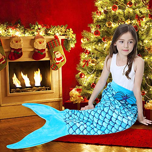 Mermaid Tail Blanket for Girls Kids Toddlers Teens,All Seasons Soft
