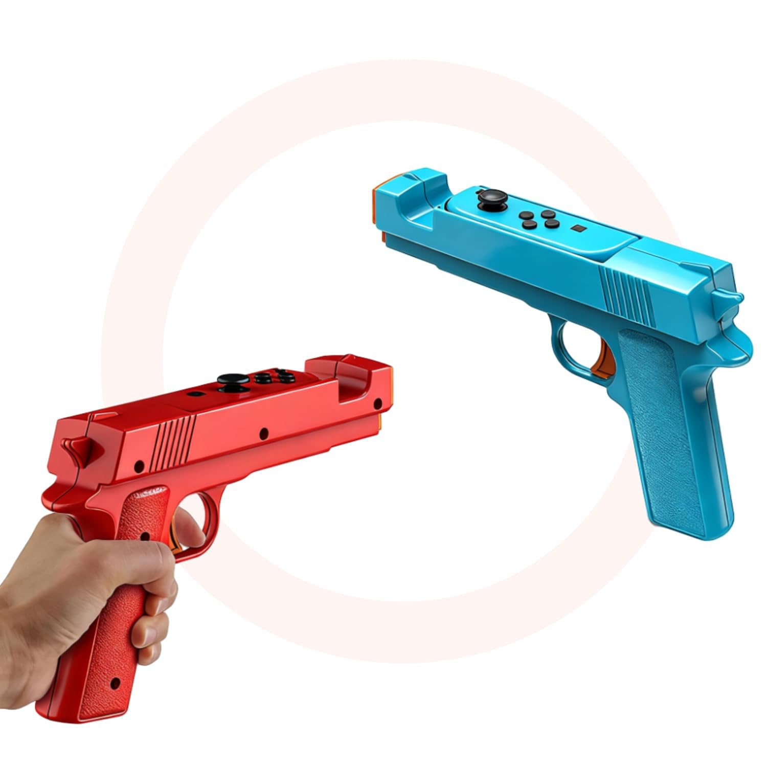 Photo 1 of 2 Pack Shooting Game Gun Controllers for Nintendo Switch/Switch OLED Controller,Gun Hand Grip Motion Controller Gamepad Joypad Gaming Accessories for Nintendo Switch Shooter Hunting Games (Blue + Red)