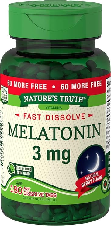 Nature S Truth Melatonin 3 Mg Fast Dissolve Tabs Green Natural Berry 180 Count Health Personal Care Amazon Com