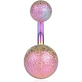 Ruifan 316L Surgical Steel Matte Balls 14G 6mm 1/4 Inches Short Belly Earring Navel Button Ring