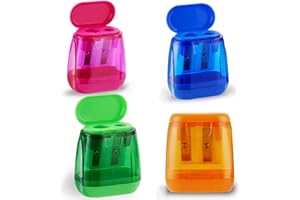 OFiSEXPT 4pcs Colored Pencil Sharpener, Manual Pencil Sharpener Dual Holes, for Kids Adults Students School Class Home Office