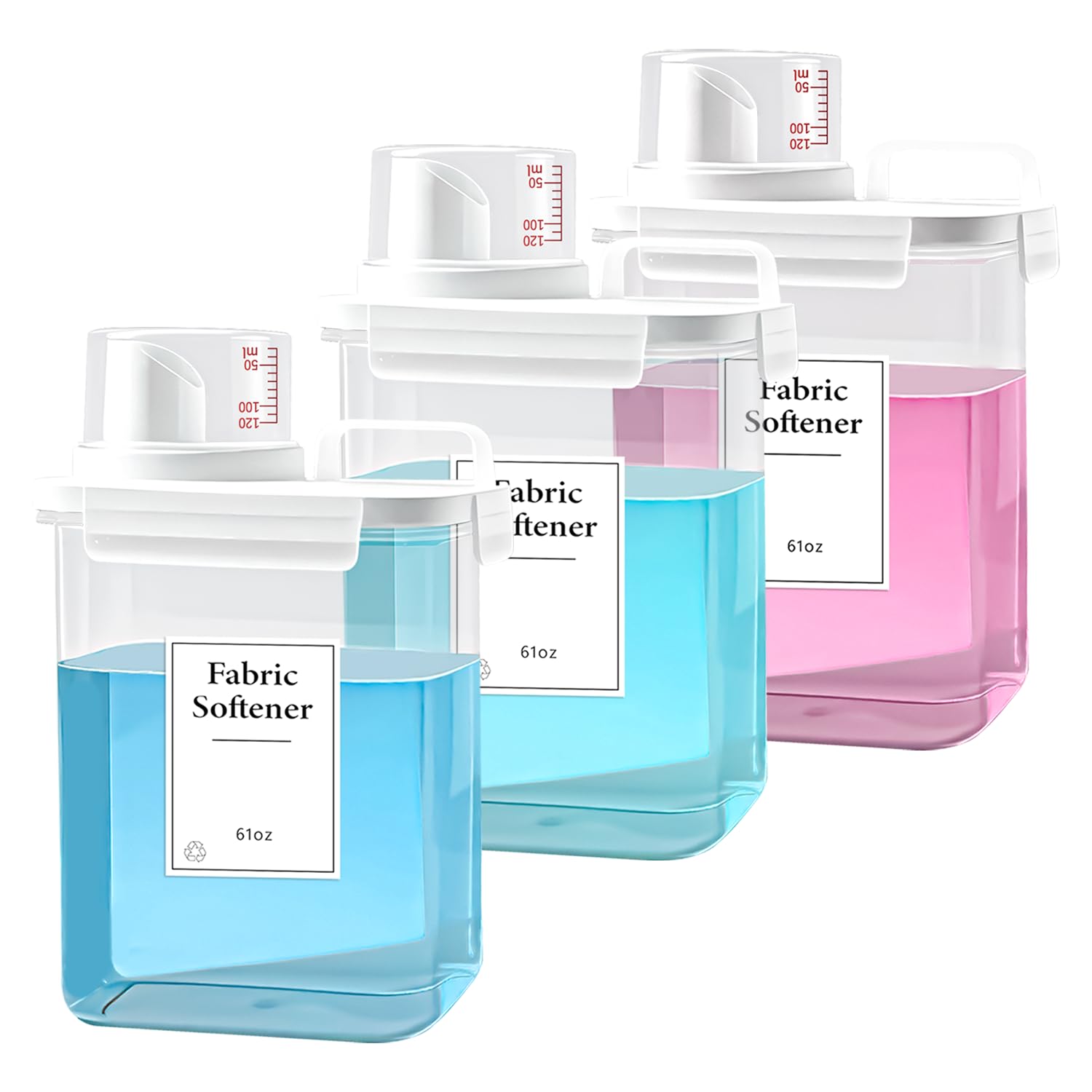 Photo 1 of 3 Pack Laundry Detergent Dispenser, 61oz Laundry Soap Dispenser, Refluxable Laundry Detergent Container, Plastic Liquid Laundry Detergent Dispenser for Laundry Room Organization with 6 Labels