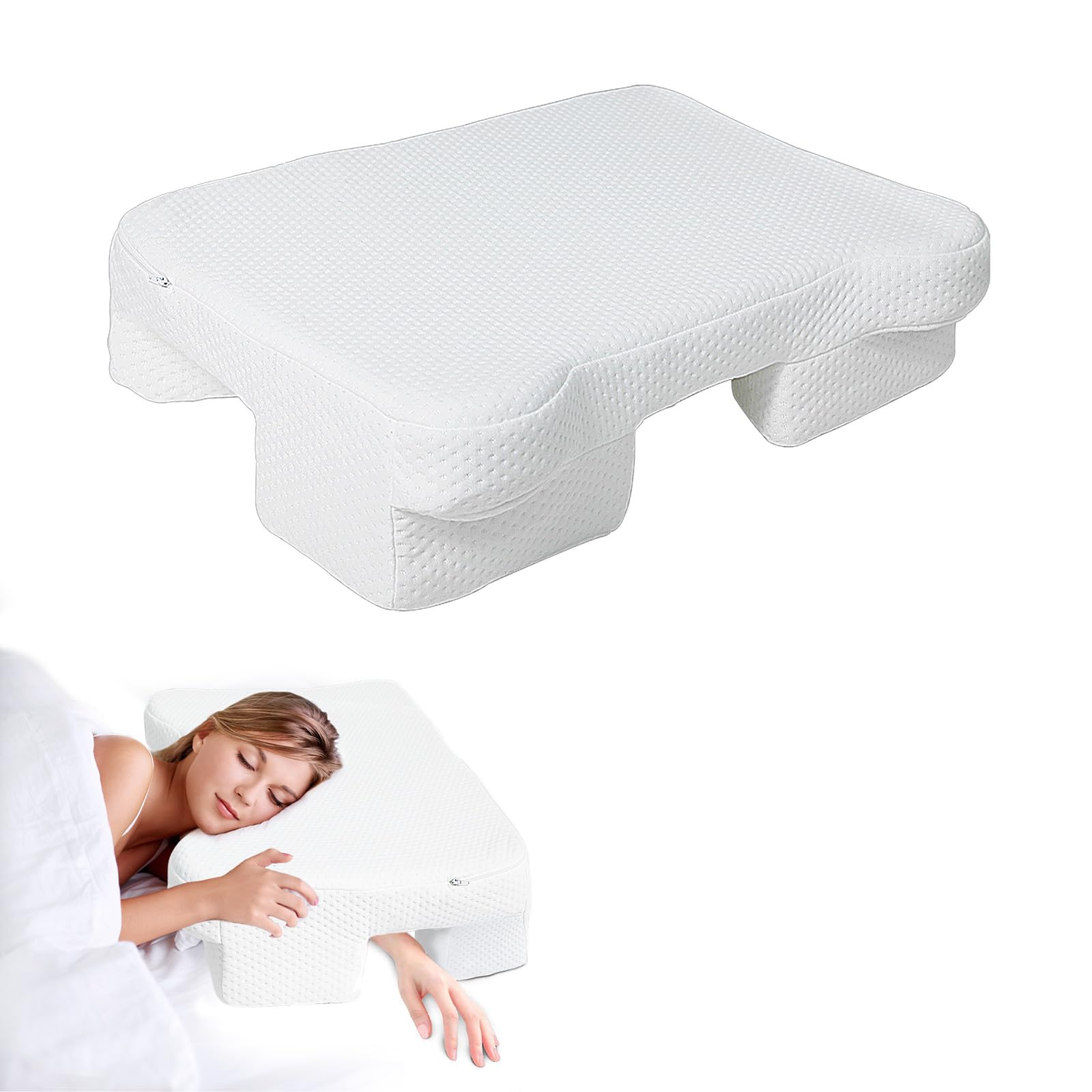 Photo 1 of Eliteguard Side Sleeper Pillow with Arm Hole, Contour Memory Foam Pillow, Ergonomic Design for Side Sleeper for Neck and Shoulder Pain Relief - White