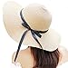 Itopfox Women's Big Brim Sun Hat Floppy Foldable Bowknot Straw Hat Summer Beach Hat