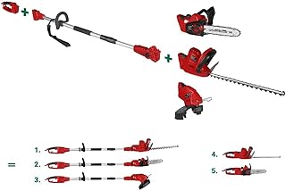 Matrix Garten Kombi Gerät 5 in 1, Hochentaster, Teleskop Heckenschre, Rasentrimmer, Heckenschere, Motorsäge,  Elektro