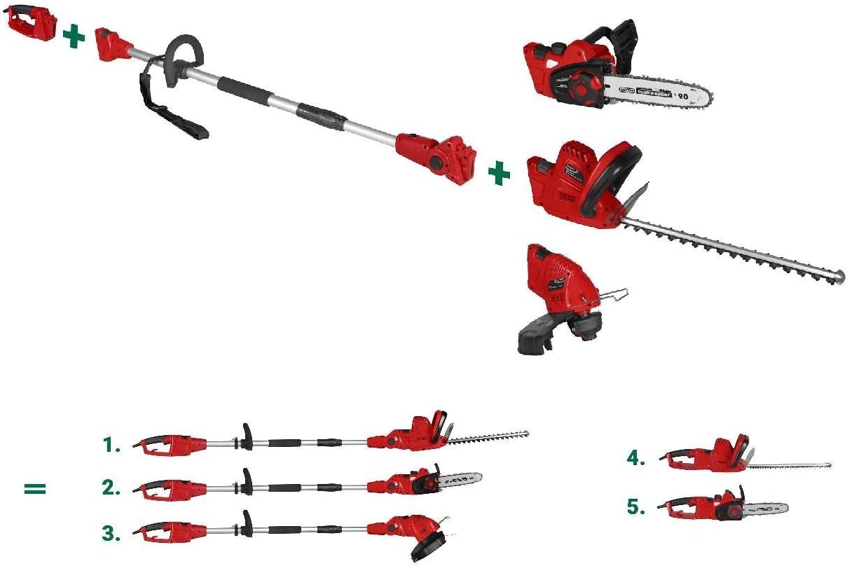 Matrix Garten Kombi Gerät 5 in 1, Hochentaster, Teleskop Heckenschre, Rasentrimmer, Heckenschere, Motorsäge,  Elektro