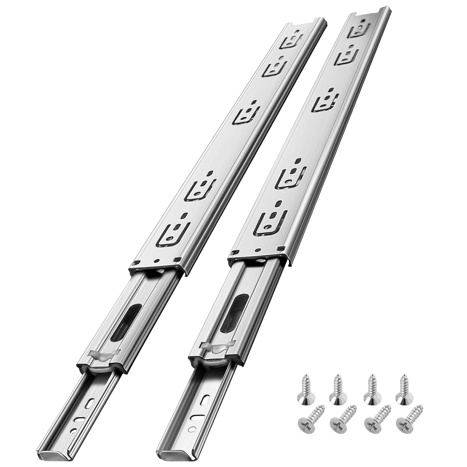 AOLISHENG Stainless Steel Drawer Runners Drawer Slides 450mm 45kg Load Capacity Heavy Duty Draw Sliders Full Extension Ball Bearing Kitchen Cabinet Replacement Draw Runners Side Mount 1 Pair