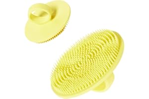 Boie USA Face Scrubber - Handheld Facial Tool, Deep Cleansing Exfoliating Facial Brush. Fights Acne with Gentle, Silicone-Like Bristles, Long Lasting, & Hypoallergenic (Yellow)
