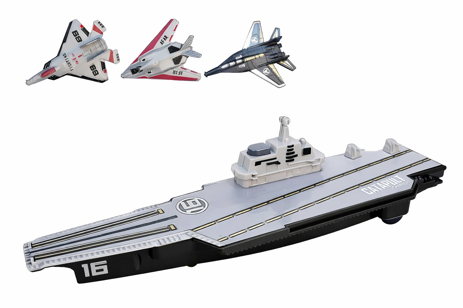 Military Warship Toy Aircraft Carrier With 3 Models Of Aircraft - Toy Boat Launches Fighter Aircraft - Battle Cruiser