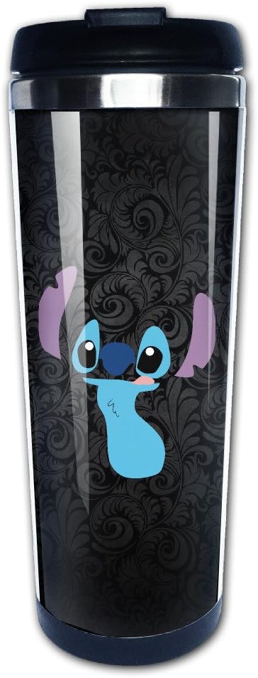 Ohana Stitch Shape Coffee Mug, Coffee Travel Mug, Coffee Thermos, Thermos Coffee Travel Mug, Coffee Thermos Travel Stainless Steel Insulated Leak Proof Lid Easy Clean Press Mug 12 (oz)