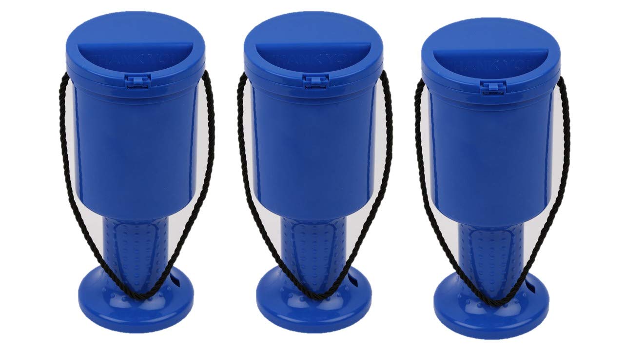 Pack of 3 Rounded Hand Held Plastic Collection Box. Charity Box. Money Donation Box (Blue)