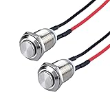 DMWD 2-Pack 12mm Momentary Metal Waterproof Push
