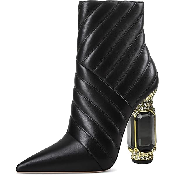 Amazon.com | FSJ Women Spikes Ankle Boots Round Toe Block Low Heel