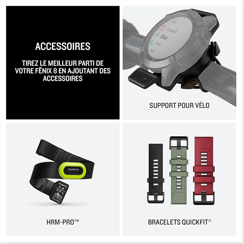 fēnix 8, Montre GPS Multisports AMOLED, Acier Grey/Noir, 47mm