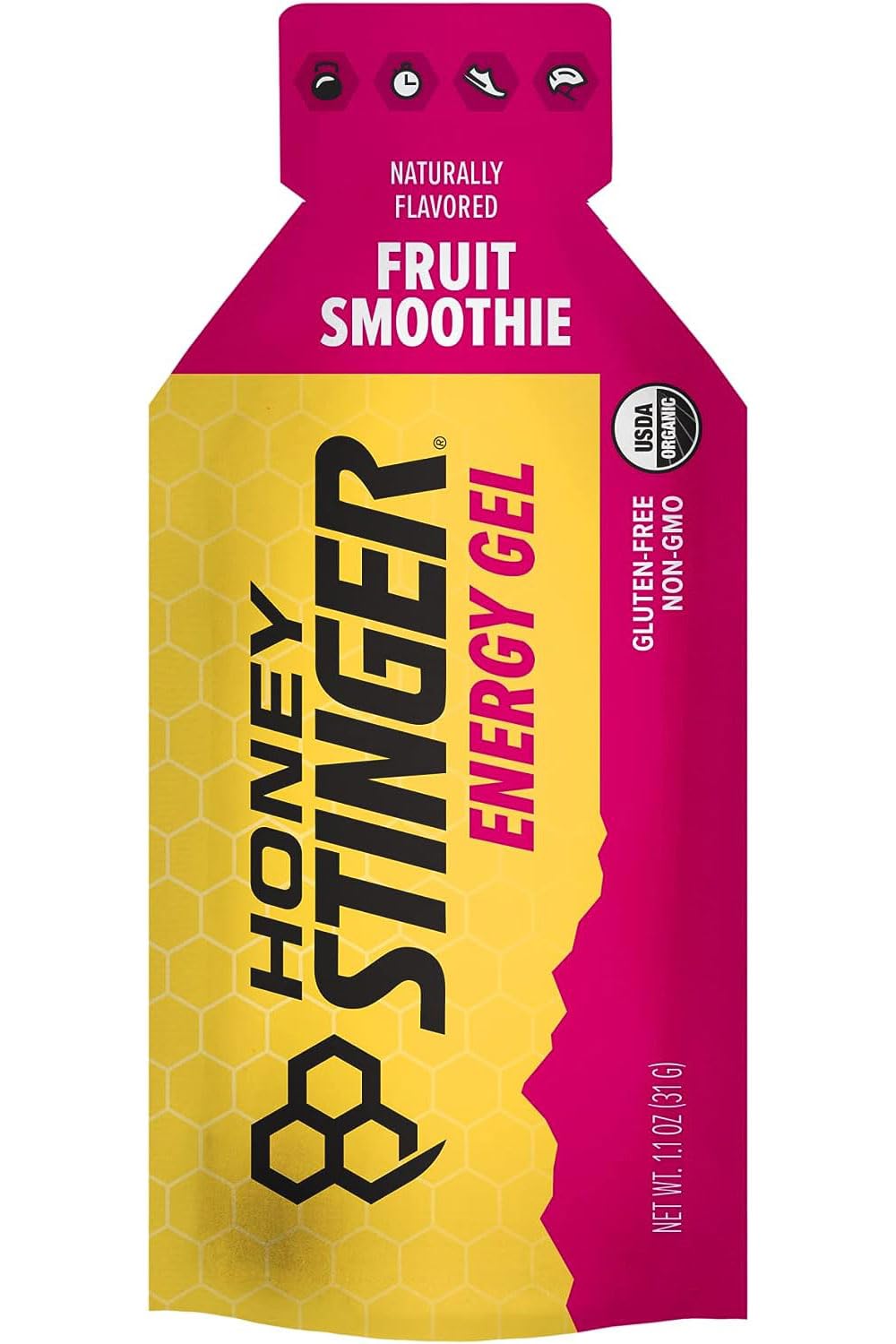 Honey Stinger Organic Fruit Smoothie Energy Gel, Gluten Free & Caffeine Free, for Exercise, Running and Performance, Sports Nutrition for Home & Gym, Pre & Mid Workout, 24 Pack, 26.4 Ounce