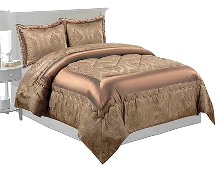 Imperial Rooms Luxury Jacquard 3 Piece Floral Bedding Quilted