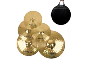 Keerpusi Cymbal Pack Alloy Cymbals Drum Cymbal Set 14"/16"/18"/20" Plus Free Cymbal Bag 5 Pieces Cymbals for Drum Set