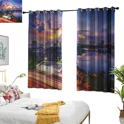 Warm Family Yellow Curtains City Vibrant Kuala Lumpur Skyline At