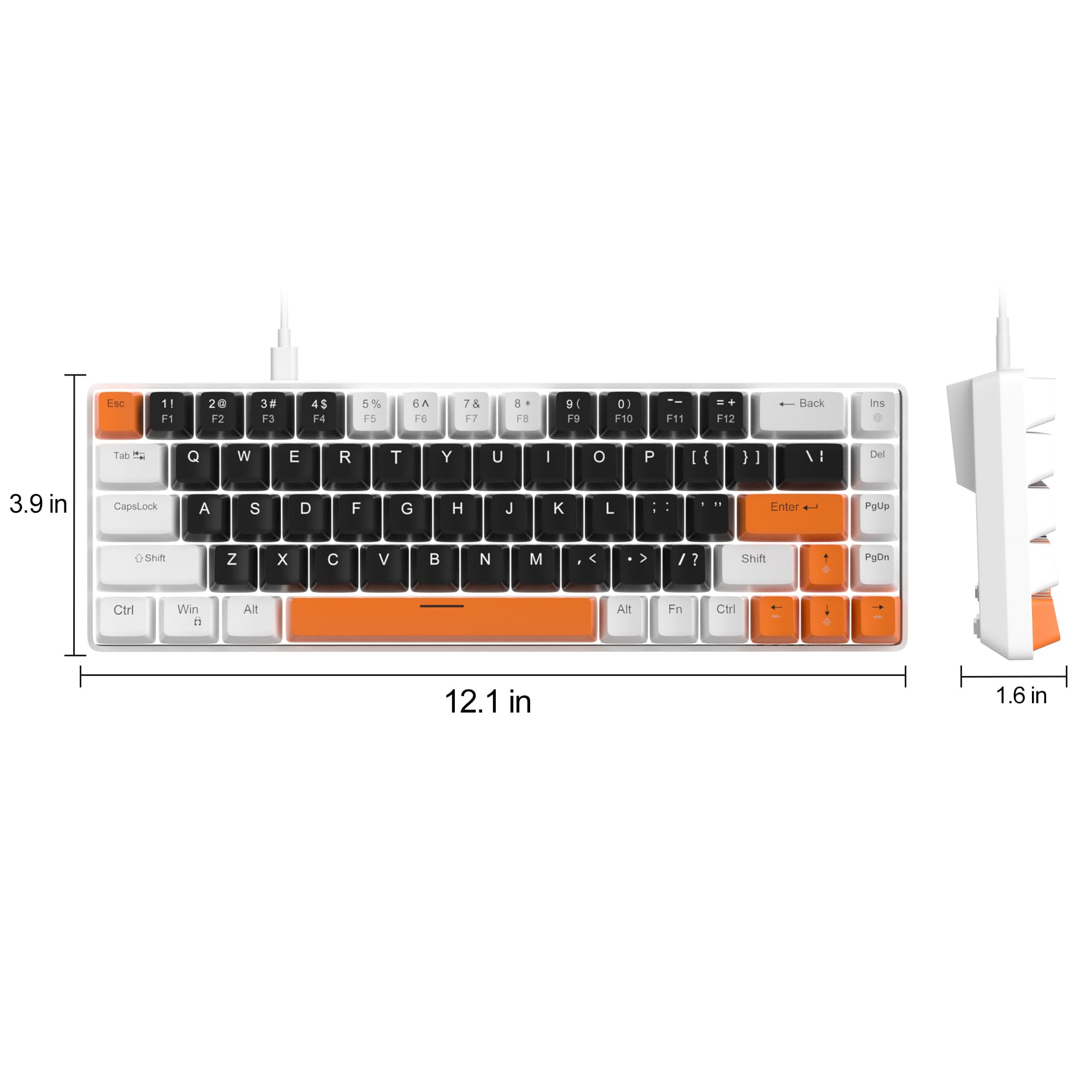 MageGee Portable 60% Mechanical Gaming Keyboard, MK-Box LED Backlit Compact 68 Keys Mini Wired Office Keyboard with Blue Switch for Windows Laptop PC Mac - Black/White