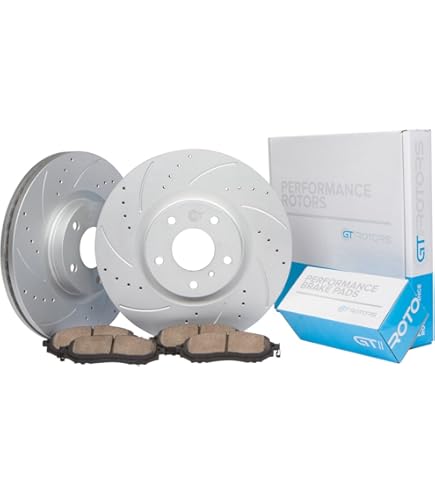 thumbnail image 2 of Front Drilled & Slotted Brake Rotors & Ceramic Brake Pads Kit – Zinc Coated – Driver & Passenger Side 2 of 14