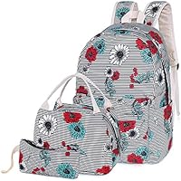 Middle School Backpacks with Lunch Bag Pencil Case for Little Girls Teens Kids (Stripe Black)