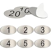 NumRealm Oval Locker Cabinet Numbers, 304 Stainless Steel Engraved Table Signage Tags Labels - Black Numbers 1 to 10