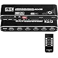 HDMI Matrix Switch 4x2, 4K HDMI Matrix Switcher Splitter 4 in 2 Out Box with EDID Extractor and IR Remote Control Support 4K HDR, HDMI 2.0b, HDCP 2.2, 4K@60Hz, 3D, 1080P