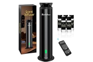Monhallnow Waterless Scent Diffuser Starter Kit - 1000 Sq Ft Coverage, Essential Oil Diffuser for Home, Hotel & Office, Included 5 Scent Oils, Remote Control, Aromatherapy Diffuser, Ultra Black