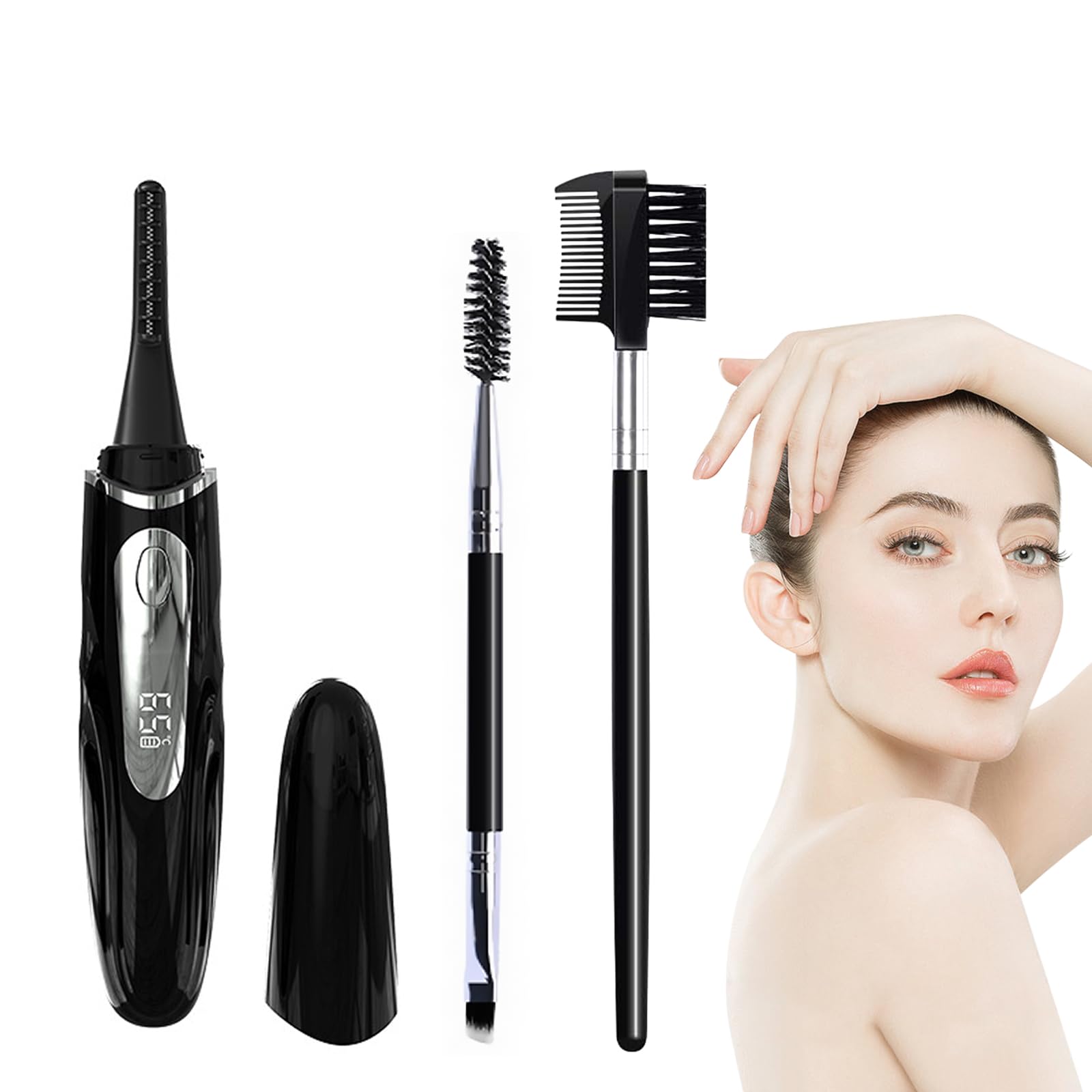 Heated Eyelash Curlers for Women 1pcs Heated Eyelash Curler USB Rechargeable Heated Lash Curler UK Portable Eyelash Curler Heated,Suitable for Eyelash Styling with 2 Eyebrow Brushes