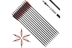 IRQ 20 Inch Carbon Crossbow Bolt and Crossbow Broadheads Set, 12 Pcs Hunting Carbon Arrows for Crossbow with 3 Blade Broadheads 6 Pcs for Archery Practise Hunting Crossbow Arrows