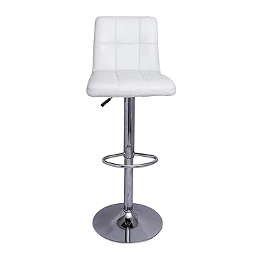 TIED RIBBONS Designer Letheratte Bar Stool Chair for Bar, Kitchen, caf, Home, Living Room(White, Letheratte and Steel)