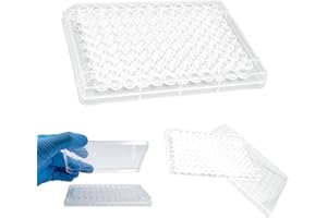 96-Well Polystyrene U-Bottom Microplate, Kashi Scientific Clear Microplate with Lids, Sterile 96 Well Plates [Pack of 100]