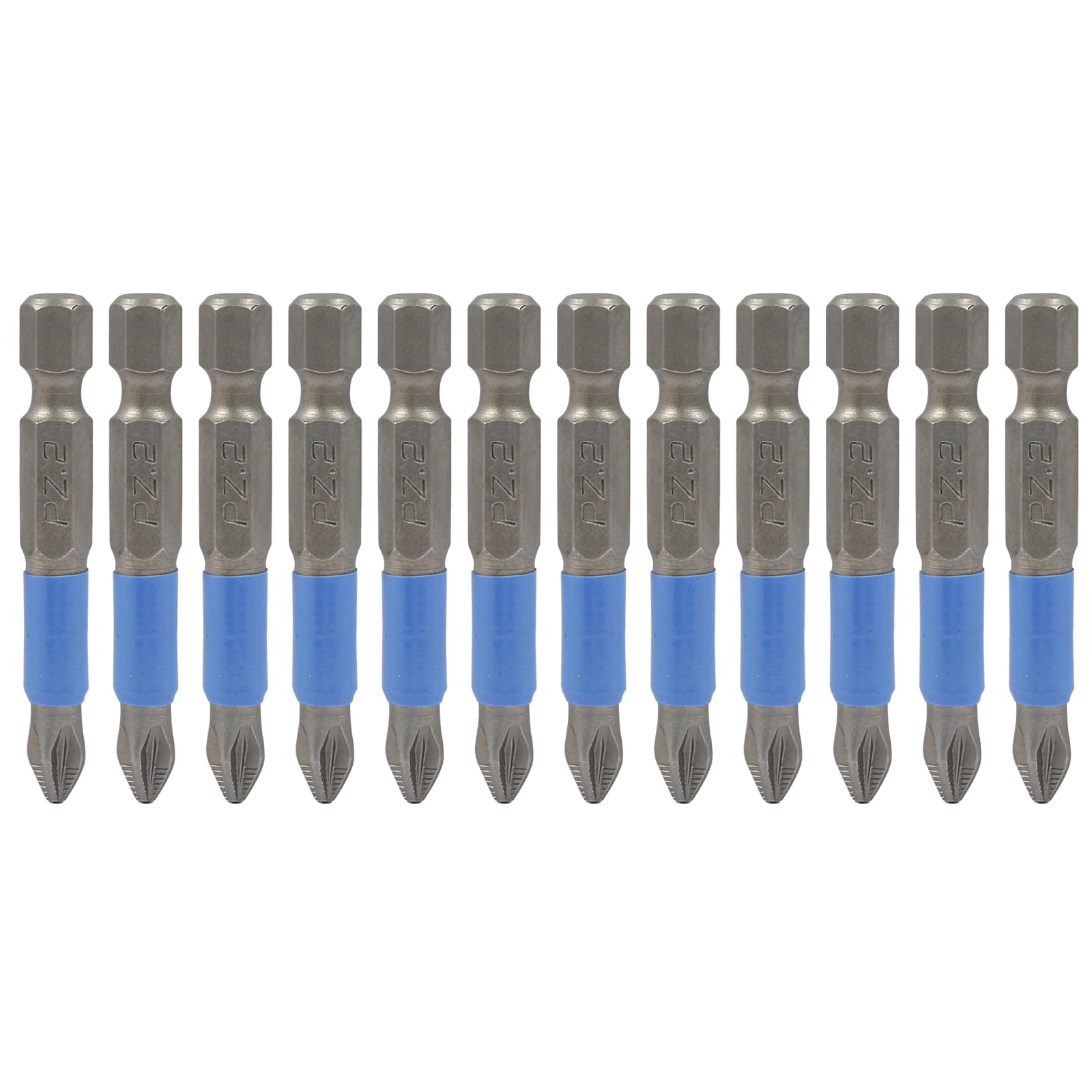 Cjueiom 12Pcs Magnetic Phillips Screwdriver Bits Set, PH1, PH2, PH3, PZ1, PZ2, PZ3 Drive Bits Anti Slip Phillips Screwdriver Bits, Cross Head Electric Screwdriver Bits with 1/4" Hex Shank, 50mm Length