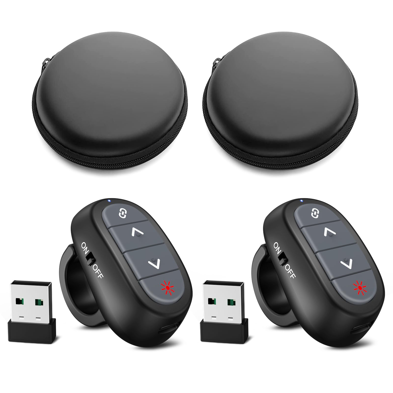 Photo 1 of (2 Units) Presentation Clicker PowerPoint Wireless Presenter Remote: Laser Pointer Finger Ring Computer Project Power Point PPT Clicker for Laptop Office, Slideshow Google Slide Advancer Rechargeable