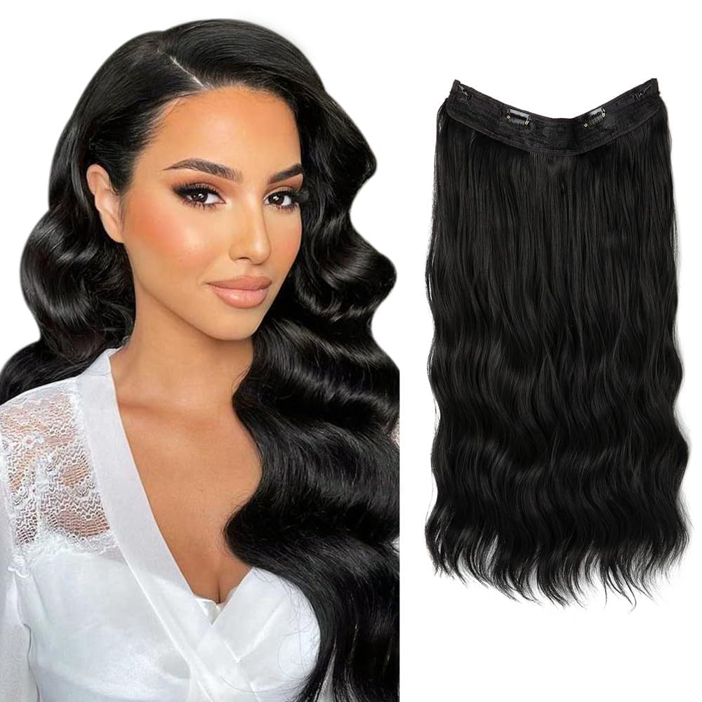 RPAEOY Long Wavy Wigs Clip in Hair Extension for Women 20 Inch Corn Curly Natural Synthetic Hair Heat Resistant Fiber Wigs Fluffy Replacement Wigs for Cosplay Daily Use Party Wear (#1)